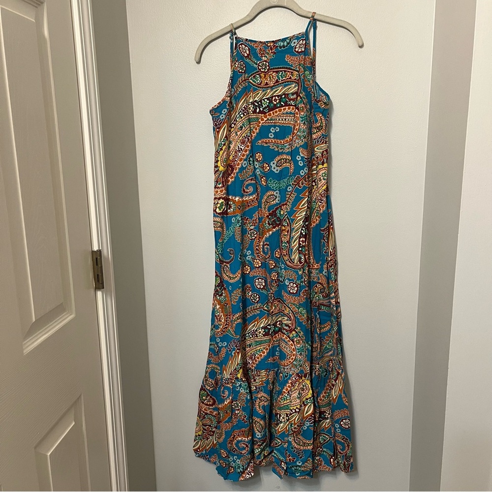 Women ‎ 1 STATE multicolor spaghetti straps long sundress maxi Small paisley EUC
